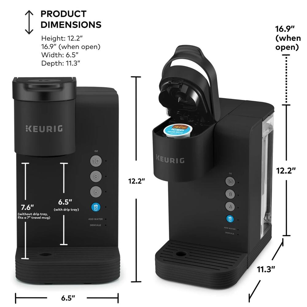 K-Iced Essentials Single-Serve Coffee Maker – Iced & Hot K-Cup Pods, Black - Picture 6 of 10